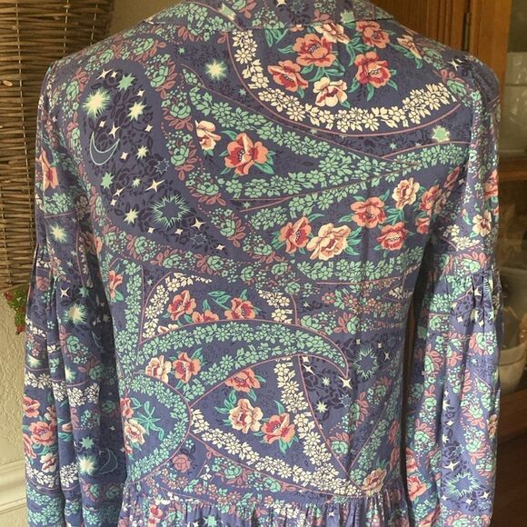 R. Vivimos Floral Paisley Print Flowly Boho V-Neck MIDI Dress Women’s 8/10 - Picture 6 of 15